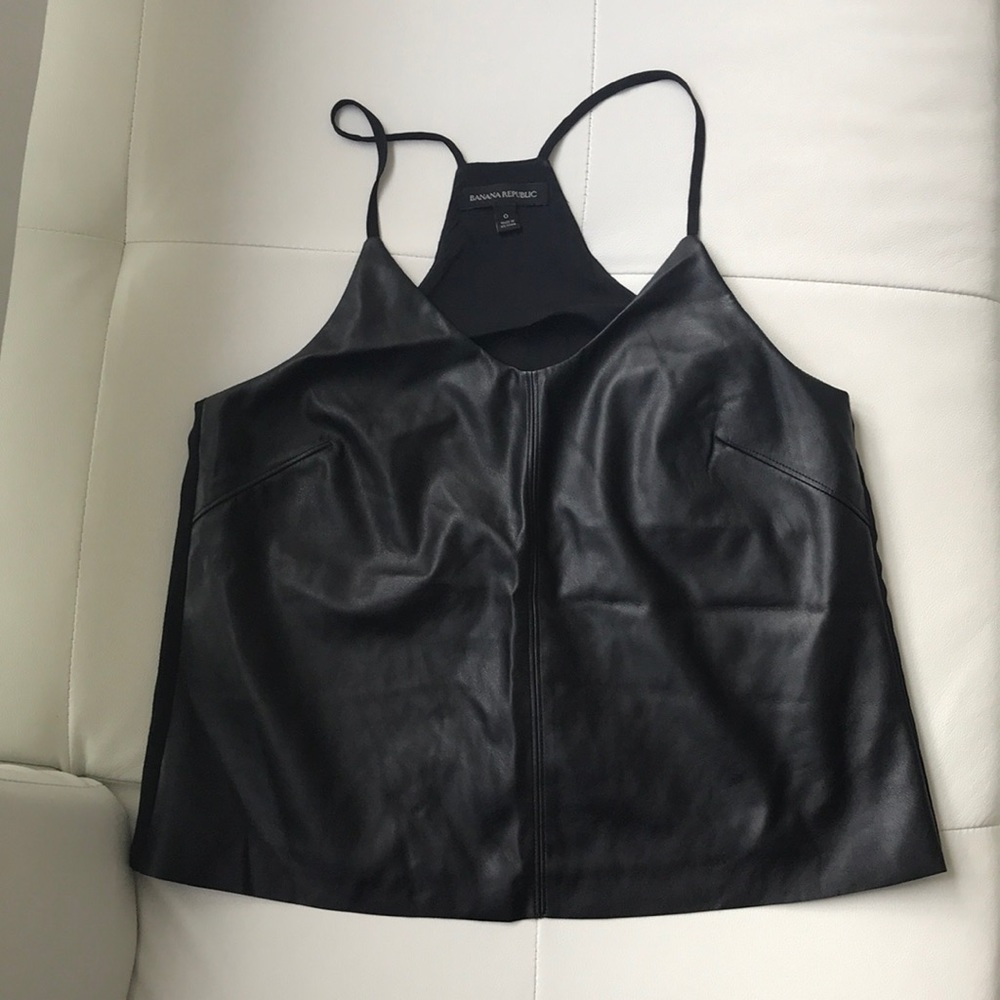 Faux leather top